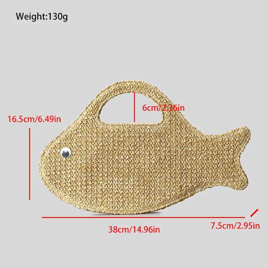 Beach Woven Bags For Women Cute Little Fish Beach Vacation Stylish Woven Bag Coin Purse Evening Woven Handbag C260327