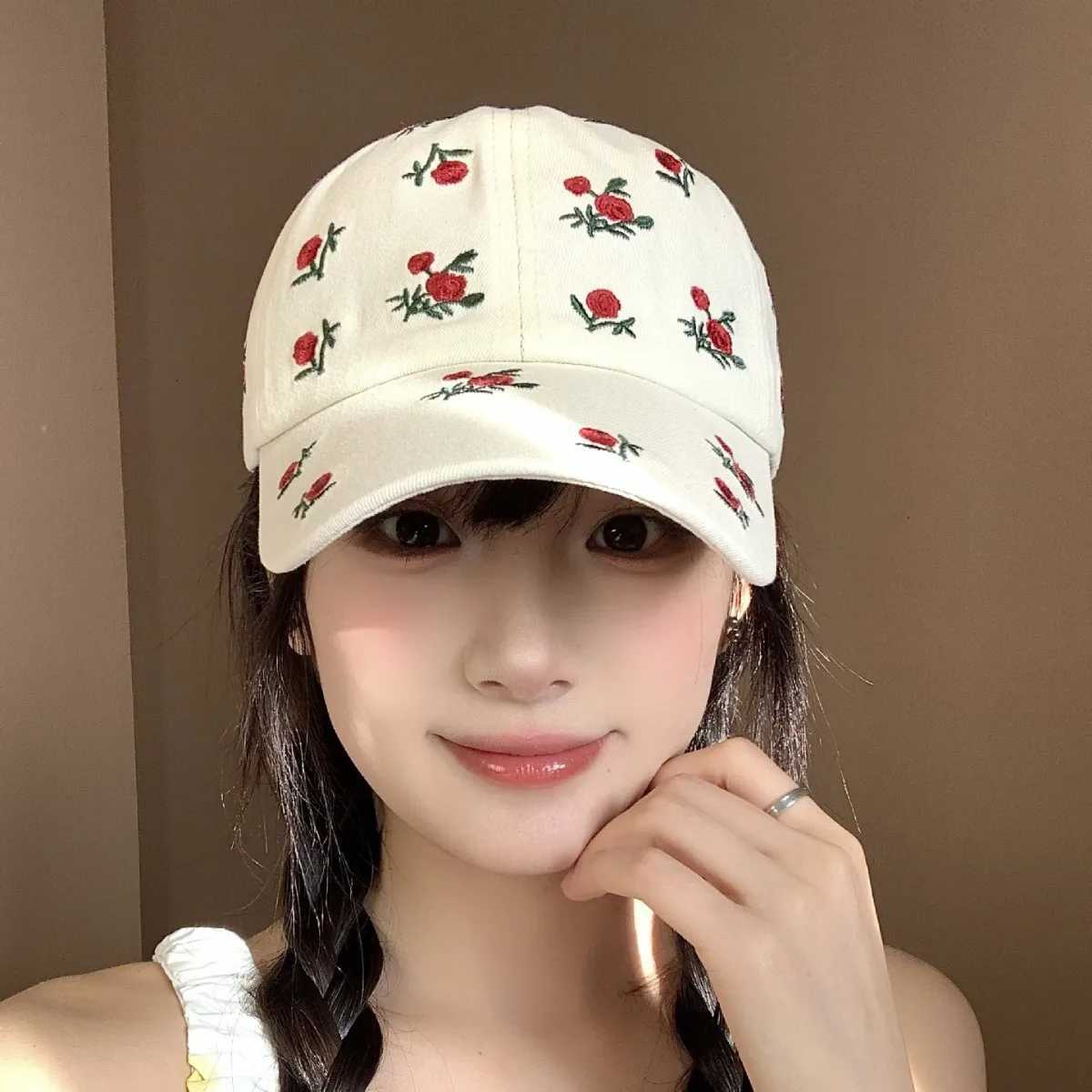 Cute Hats Japanese Sweet Style Retro Embroidered Baseball Cap Versatile Womens Baseball Cap Casual Sunshade Sun Protection Cap Z260327