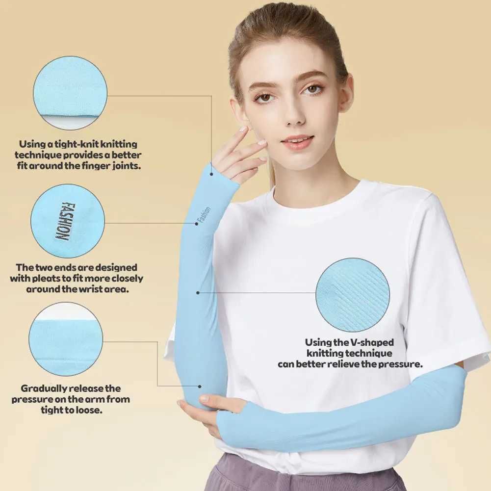 1Pair Summer Ice Silk Sun Protection Arm Sleeves Lightweight And Breathable Outdoor Cycling Sports Sleeves D260326