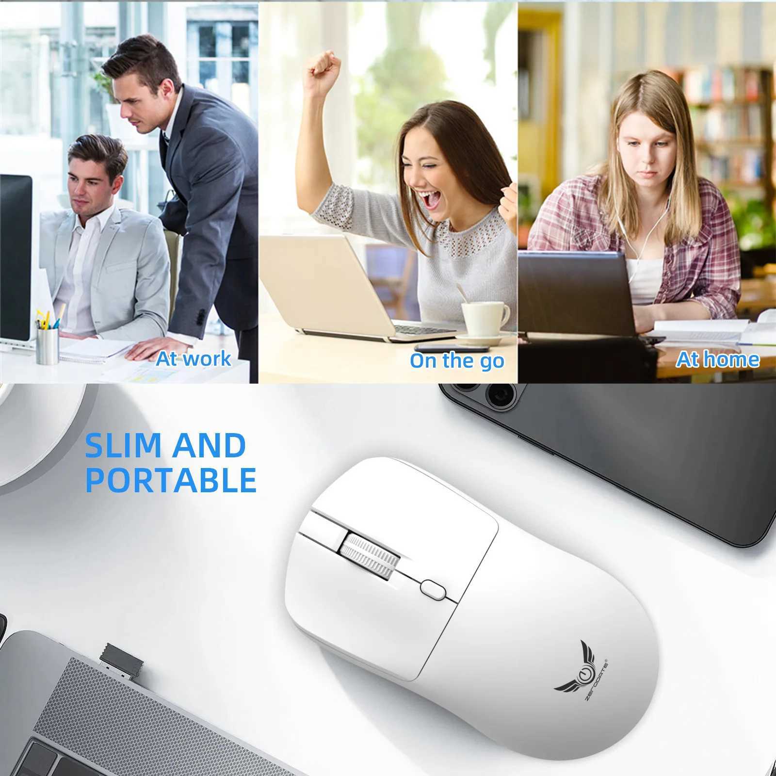 24G Wireless Mouse Ergonomic Adjustable 800-1200-1600 DPI Lightweight Rechargeable Office Gaming Mice For PC/Laptop/Macbook Pro D260327