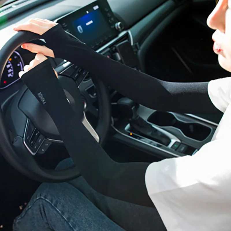 Unisex Ice Silk Arm Sleeves All-in-One Cooling Sun-Protective Sleeves for Summer Outdoor Cycling Driving D260326
