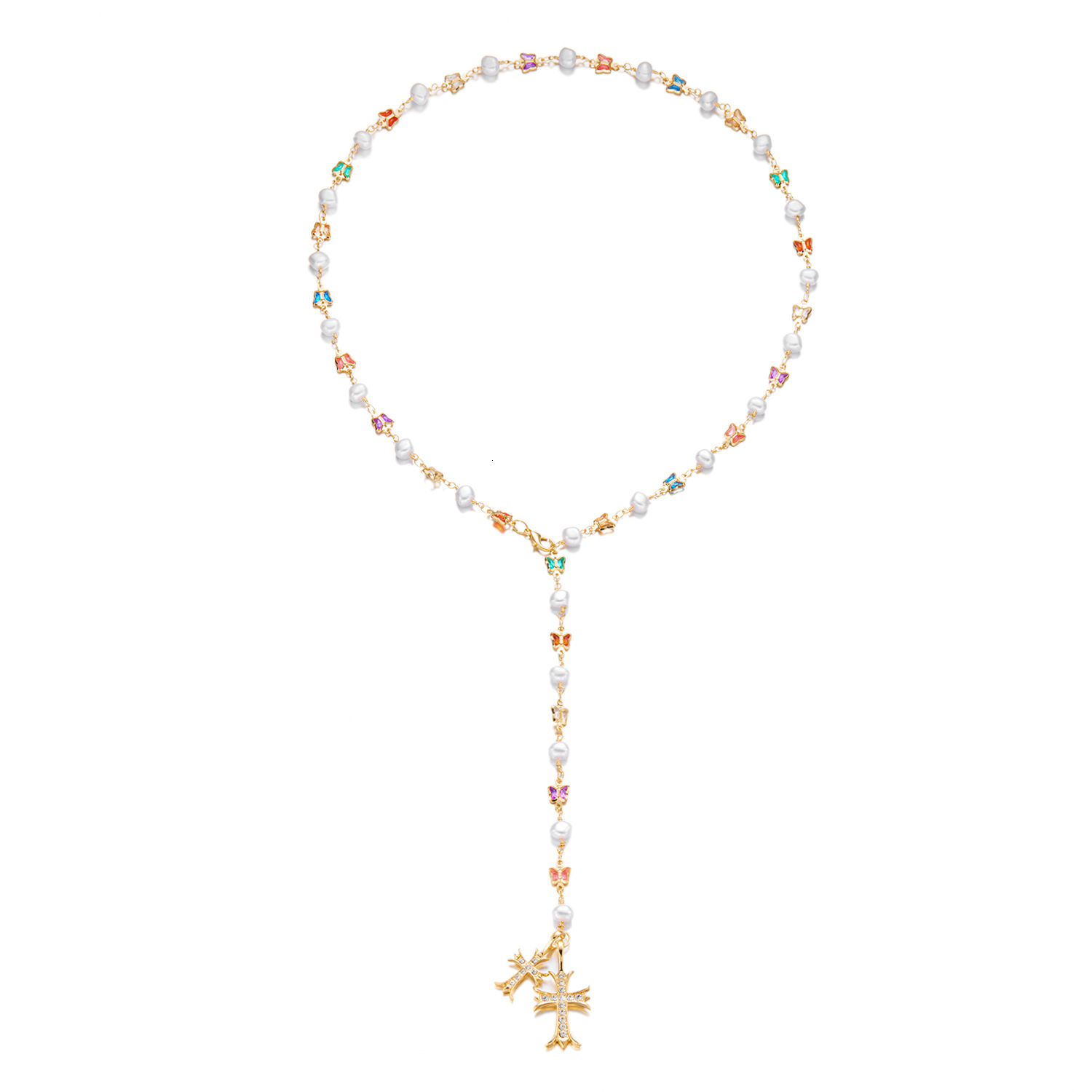 Necklace Womens Designer Jewellery Cross Pendant Y-Chain Gold Plated Long Tassel Sweater Chain Titanium Steel Charm Gift Anniversary Holiday daily out