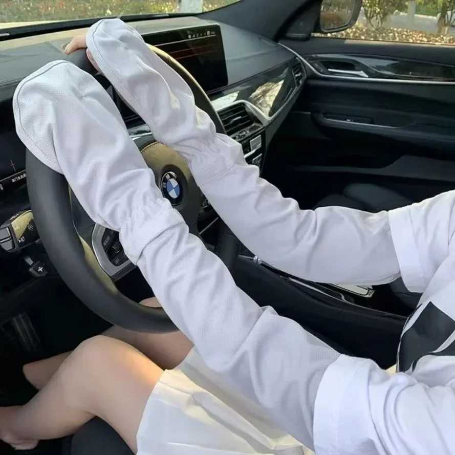 Ice Anti-sunburn Sleeve Summer UV Solar Arm Sleeves Womens Driving Sun Protection Long Sleeve Anti-UV Cycling Sleeves Loose D260326