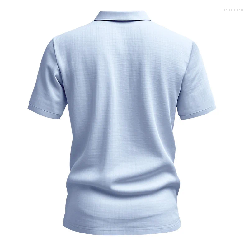 Men's Polos Daily Casual Short Sleeve Linen Polo Shirt Mens Fashion Buttoned Turn-down Collar Tops Men Spring Summer Breathable