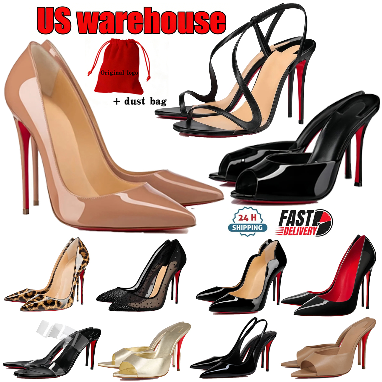 Designer Women High Heels Dress Shoes Red Peep Toe Sandals 6cm 8cm 10cm 12cm Heels Nude Black Patent Leather Pumps Size 34-45