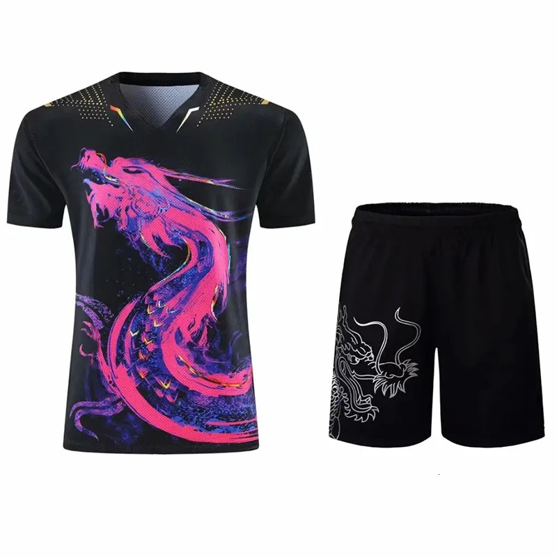 Men women CHINA Dragon Table Tennis Jerseys Shorts SetsMen kids badminton shirt ping pong clothes sports suits 260316