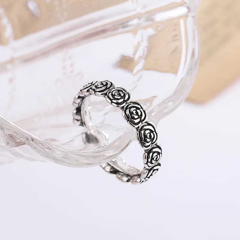 Retro Simple Rose 925 Sterling Silver Fashion Personality Flower Sweet Popular Opening Rings TYB162 H260327