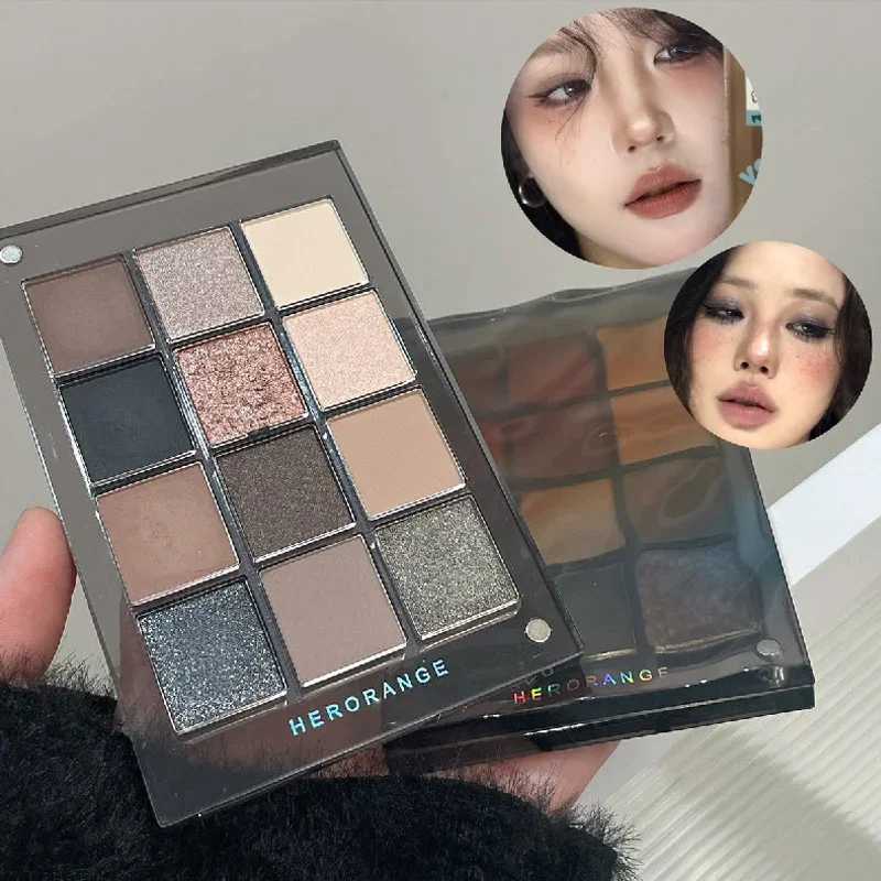 12 Colors Eye Shadow Plate Matte Pearl Eyeshadow Smoky Earth-color Tone Eyeshadow Highlighter Brightening Eyes Makeup Cosmetics H260327