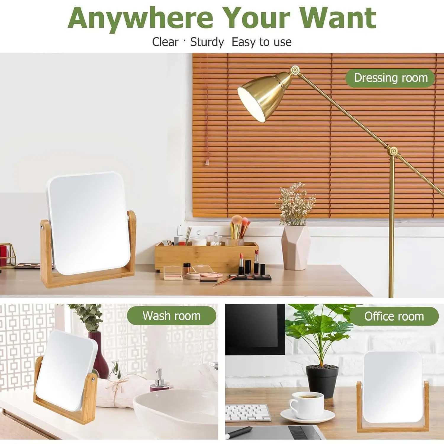 Travel Makeup Mirror with Stand 1X/3X Magnifying Double Sided 8 Inch Portable Table Desk Countertop Bathroom Shaving Mirror H260327