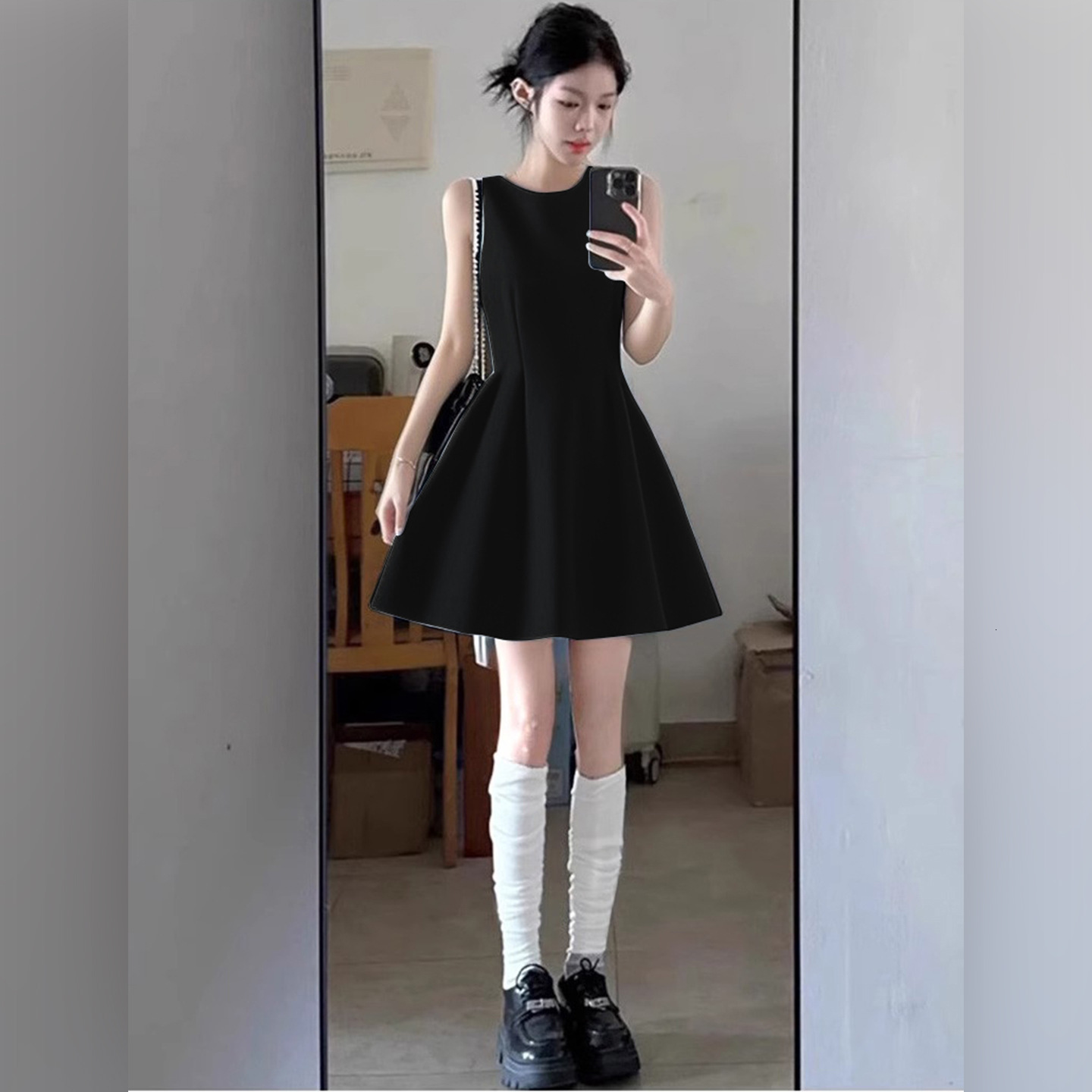 Designer dresses for women summer dress Luxurious Dresses Woman Clothing Socialite Sleeveless Tank Dress A-Line Short Black Slim Style Dress Free Ship