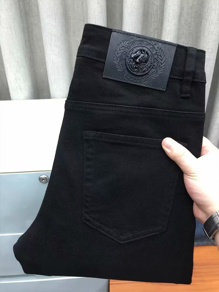 Luxury Brand Designer Clothes Autumn High-End Black Jeans For Men Trendy Stretch Slim Fit Casual Long Pants Spring And Autumn Loose Straight Pants