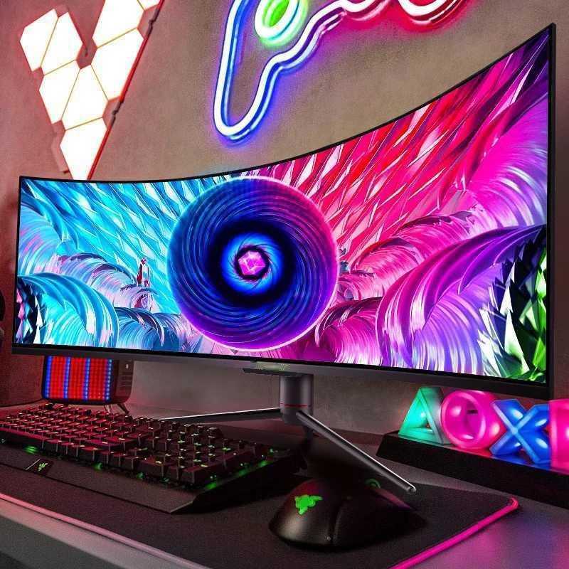 Monitors 49 inch curved 144Hz Type-C65W HDR 32 9 dual display with fish screen HVA esports game office 4K computer monitor