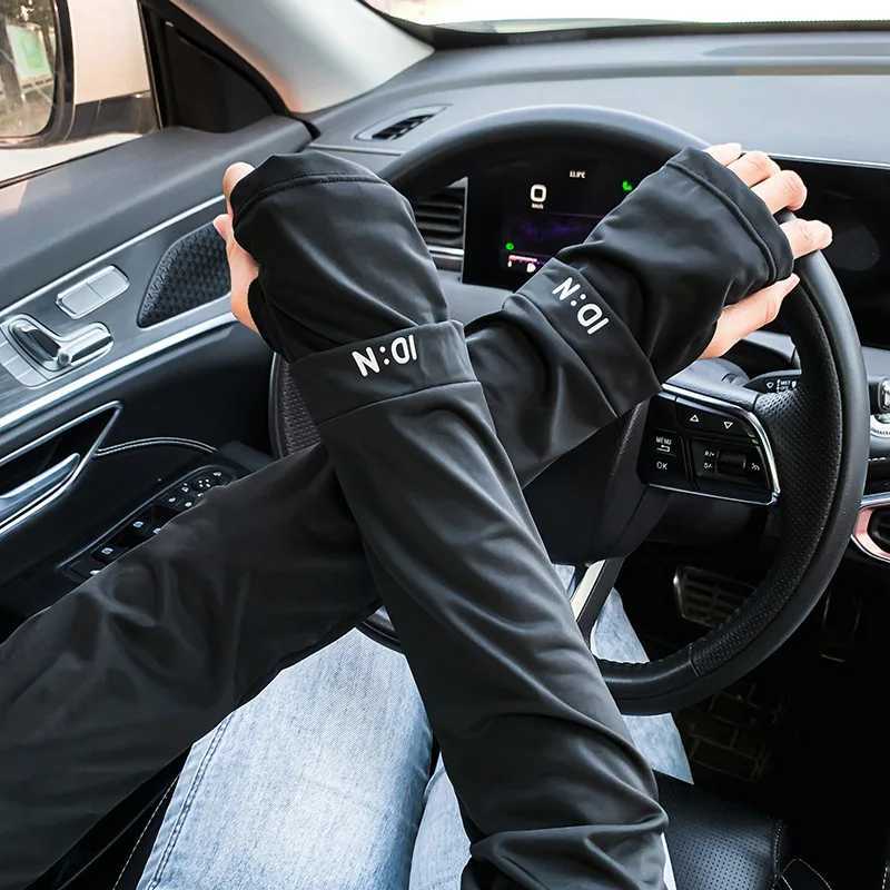 Loose Sleeves Men Women Summer Driving UV Protection Thumb Hole Arm Cover Elastic Travel Cool Cycling Fishing Fashion Oversleeve D260326