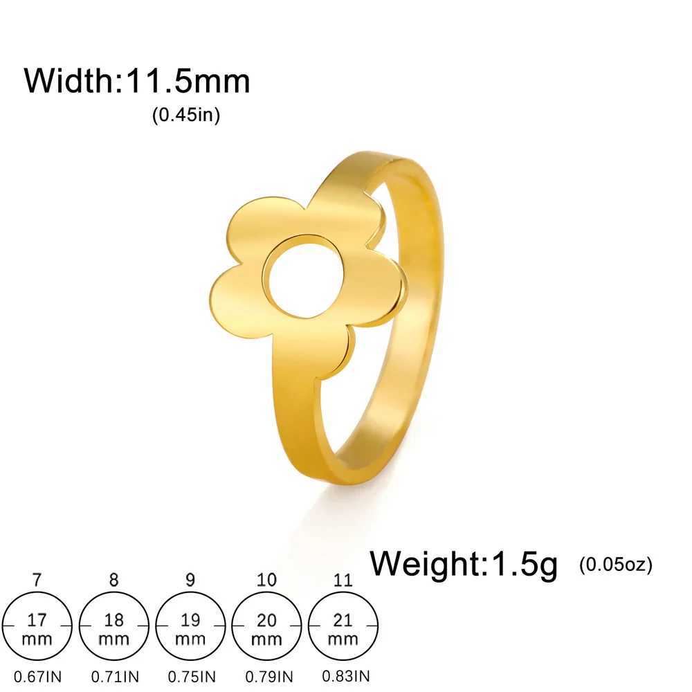 My Shape Flower Rings for Women Girls Stainless Steel Daisy Finger Rings Wedding Engagement Birthday Elegant Jewelry Female Gift H260327