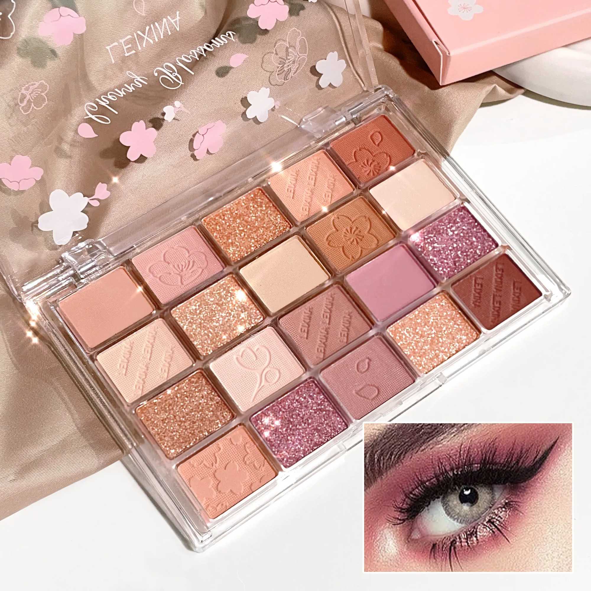 20-Color Matte Shimmer and Glitter Eyeshadow Palette Waterproof and Sweat-resistant Featuring Creamy Nude and Warm Rosy Browns H260327