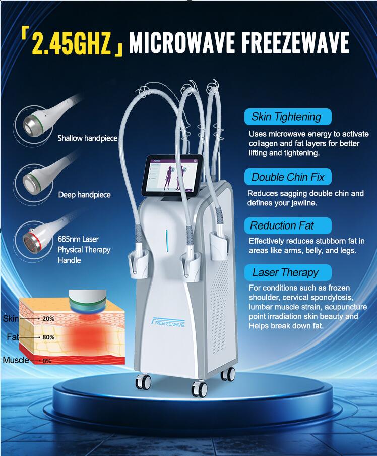 Professional 3 in 1 Vertical 2.45GHz Microwave Therapy Machine face lifting Anti-Aging Slimming Freeze wave Lifting Weight Loss shaping beauty Machine
