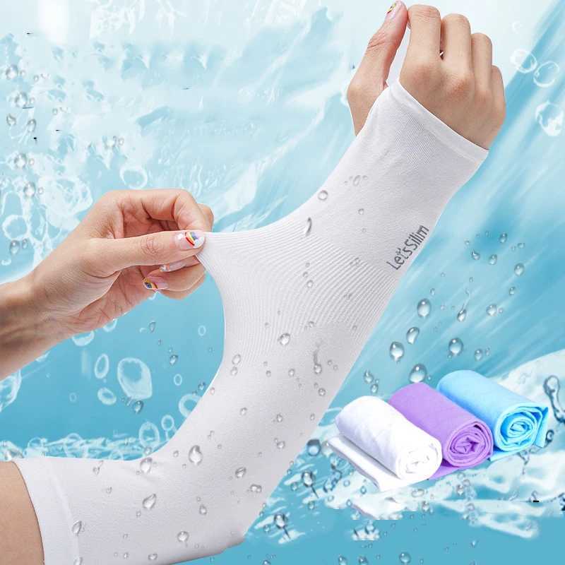2 Pairs Of Ice Silk Sleeves For Both Men And Women Outdoor Uv Protection Cycling Arm Sun Screen Protection Black Plus White D260326