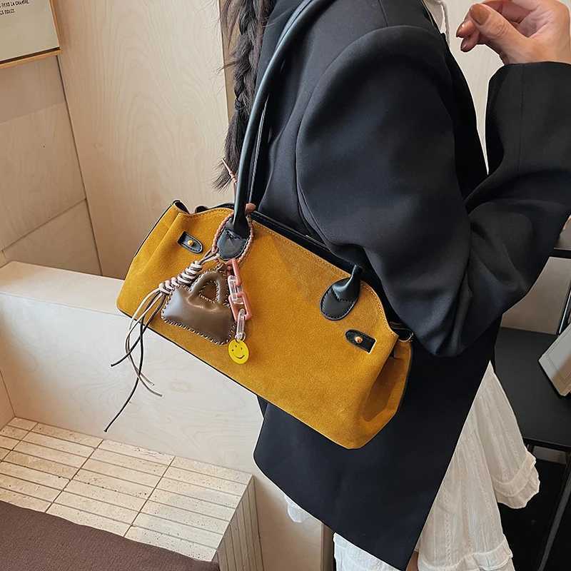 MOODS French Style Underarm Shoulder Bags For Women PU Suede Pure Color Top-handle Bag 2025 Autumn New Luxury Designer Handbags C260327
