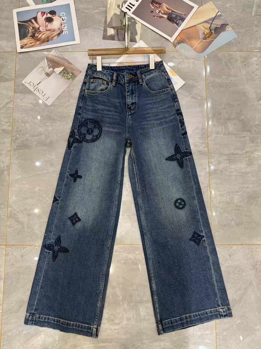 Women's Jeans Streetwear Vintage Fashion High Waisted Wide Leg Jean Female Trouser Letter Hip Hop Baggy Denim Pants Size S-XL - view 3