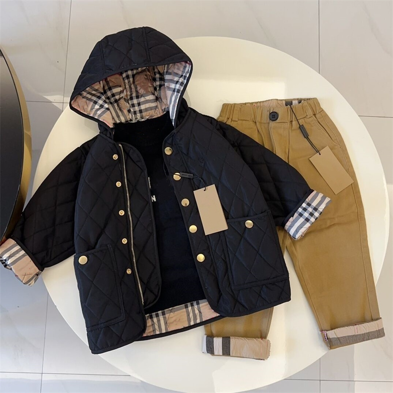 Designer kids clothing fashion brand children's hooded jacket coat set of 3 pieces fall/winter windproof and warm children's clothing Sets size 90-160CM AA4