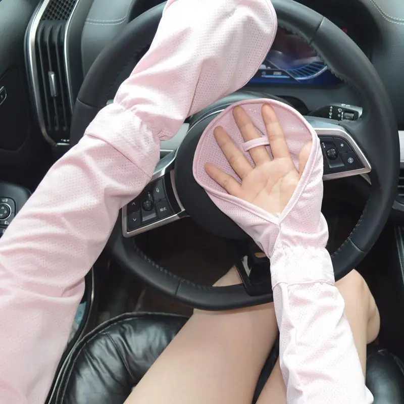 Large Size Ice Sleeve Gloves Womens Summer Driving Sun Protection Arm Sleeves Loose Breathable Arm Guard UV Outdoor Oversleeves D260326