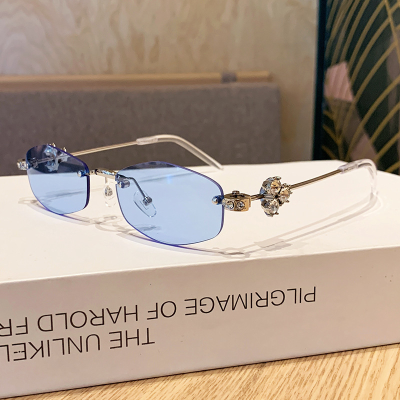 Luxury Brand Designer Sunglasses Jennie Same Style Jewelry Series Diamond Rimless Glasses Frame Polygonal Giltzi Fashion Light Luxury Customizable Tre