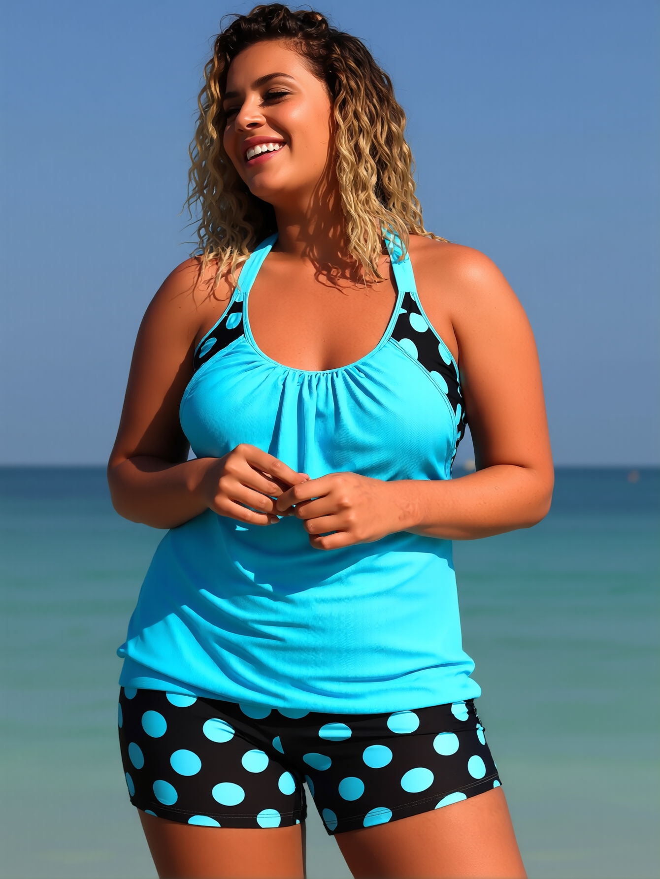 Designer Women's High Waisted Tankini Set Slimming Belly Covering Swimsuit Two Piece High Elasticity Nylon Spandex Elegant Conservative Swimwear