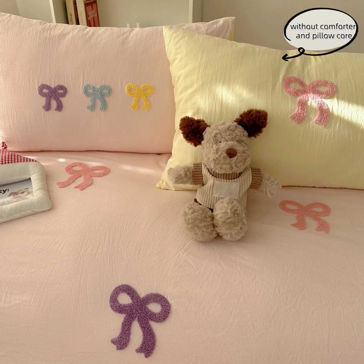 3 Piece Sheet Set Chut bowknot embroidery duvet cover Set comfortable Bedding Set Bedspread for All Season H260327