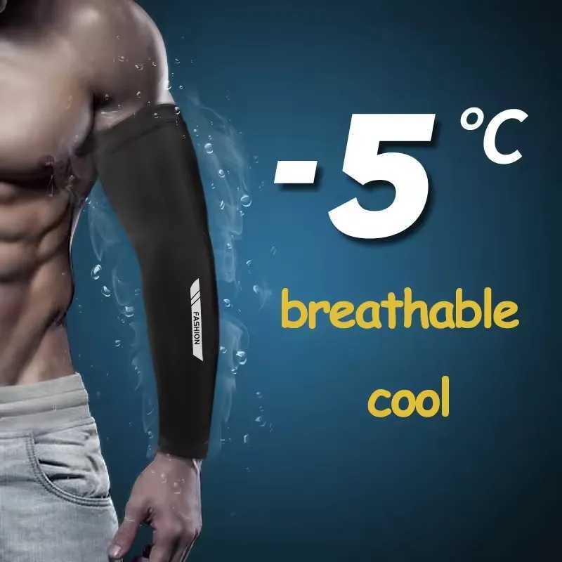 Summer Mens Ice Silk Cycling Arm Sleeves Breathable Elastic Sports Covers for Driving Fishing Hiking Cool Arm Protection D260326
