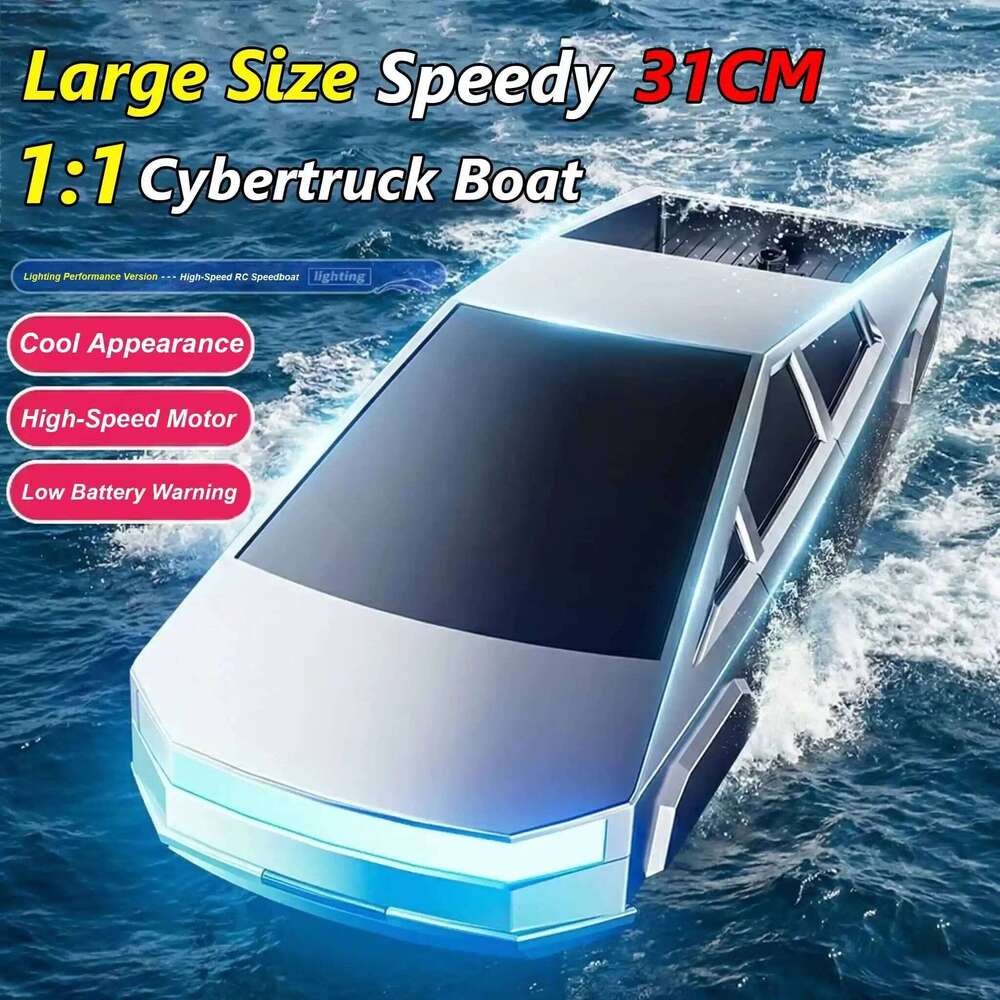 2.4GHz High Speed RC Boat Kids Boys, Dual Motor Waterproof Remote Control Racing Speedboat Toy for Pool Lake Outdoor Toys