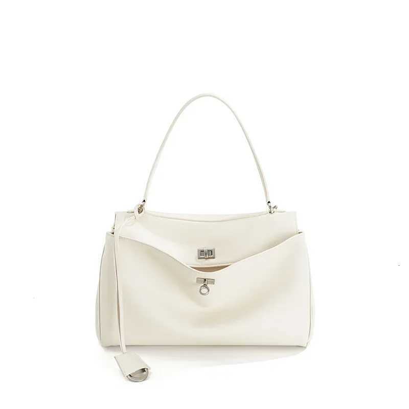 Genuine Leather Tote Bag with Closure Large Capacity Underarm Shoulder Bag Designer Handbag Crossbody Purse for Women C260327