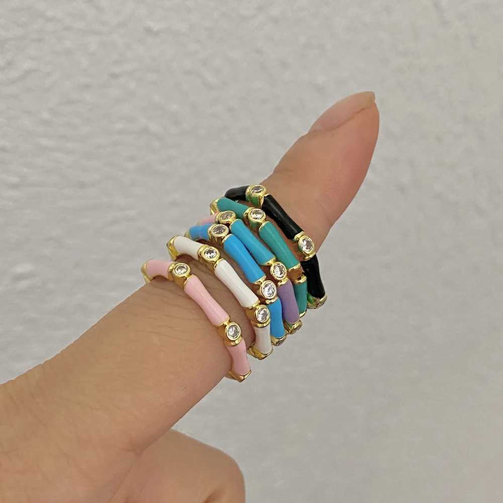 Flashbuy 2025 Bohemia Elegant Oil Drop Enamel Open Rings for Women Statement Ring Fashion Jewelry Gift H260327