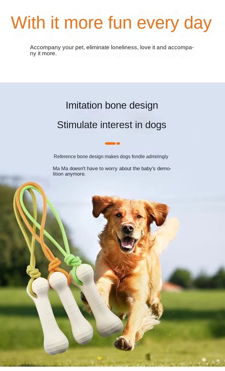 Glow in The Dark Dog Bone Toy with Rope, Luminous Night Chew Toy for Large Breed