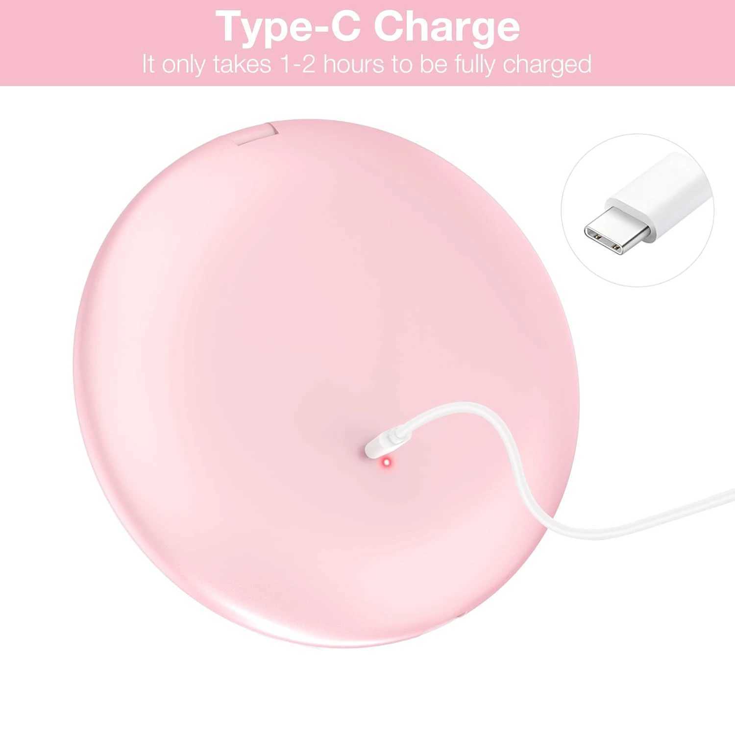 1X/10X Magnification LED Pocket Mirror Portable Handheld Rechargeable Compact Cosmetic Mirror with Light Travel Round Folding H260327