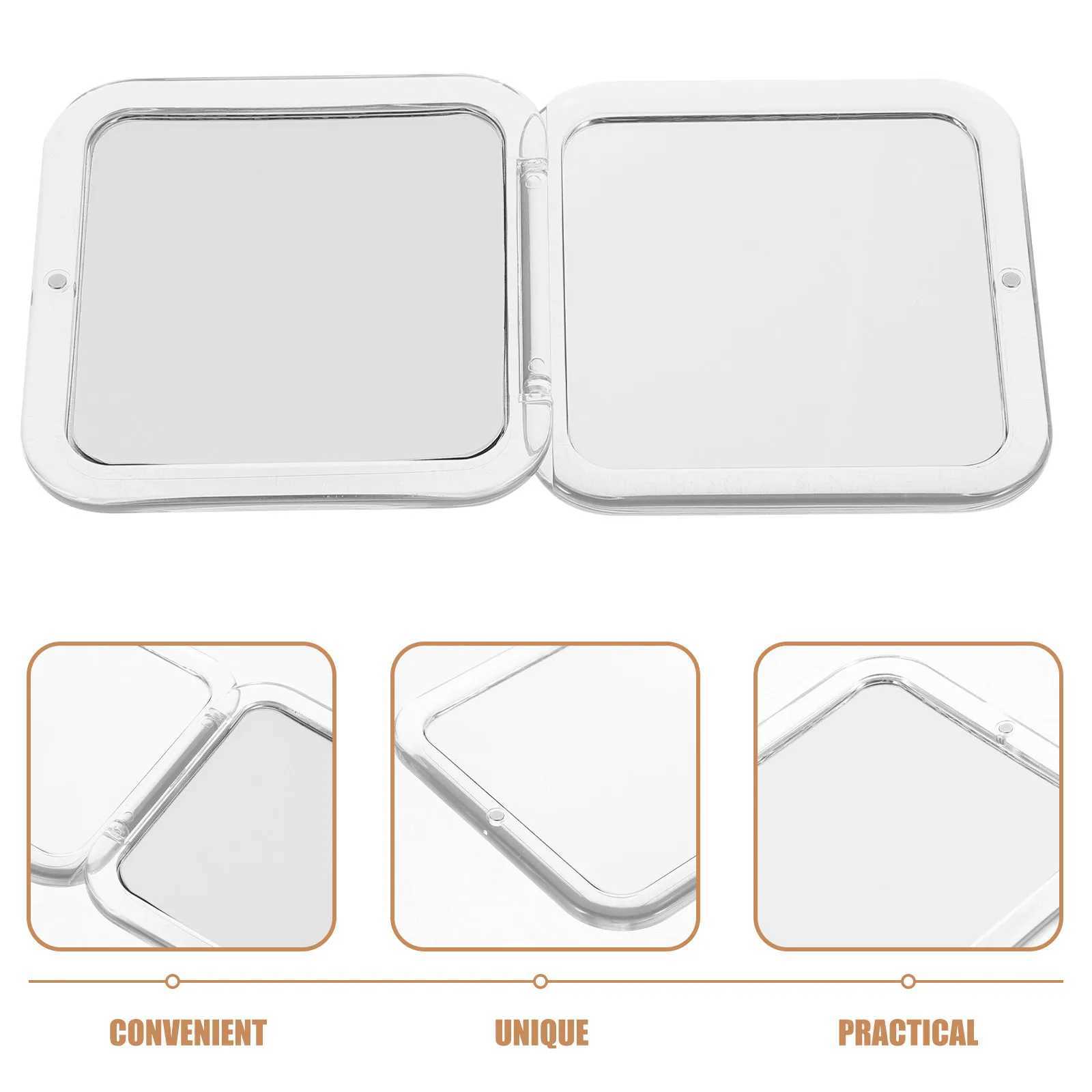 Foldable Mini Compact Mirror 7X Magnification Square Shape Pocket Mirror for Makeup Touch Ups Purse Compact Vintage Style Travel H260327