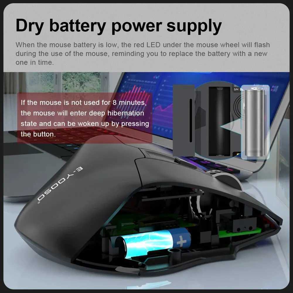 E-YOOSO X-31 USB 24G Wireless Gaming Large Mouse for Big Hands PAW3212 4800 DPI 5 Buttons for Gamer Mice Computer Laptop PC D260327