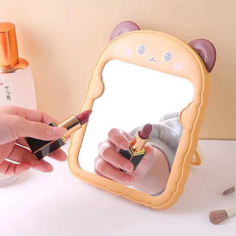 Bedroom Small Makeup Mirror - Cartoon Panda Ear Table Foldable Style Dormitory Office Use H260327