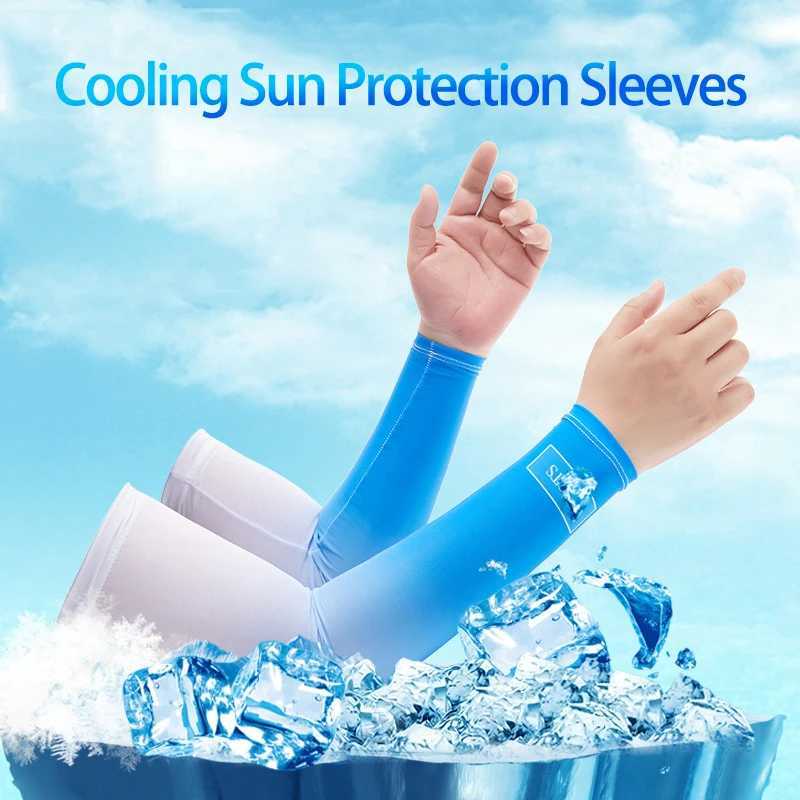 Gradient Cycling Arm Sleeves Summer Men Women UV Protective Elastic Ice Silk Arm Covers Travel Hiking Sports Cooling Sleeves D260326