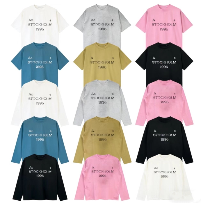 acned studios designer men t shirt women long sleeve loose graphic tee men tops washed hoodie round neck breathable short casual shirt streetwear size s-xl