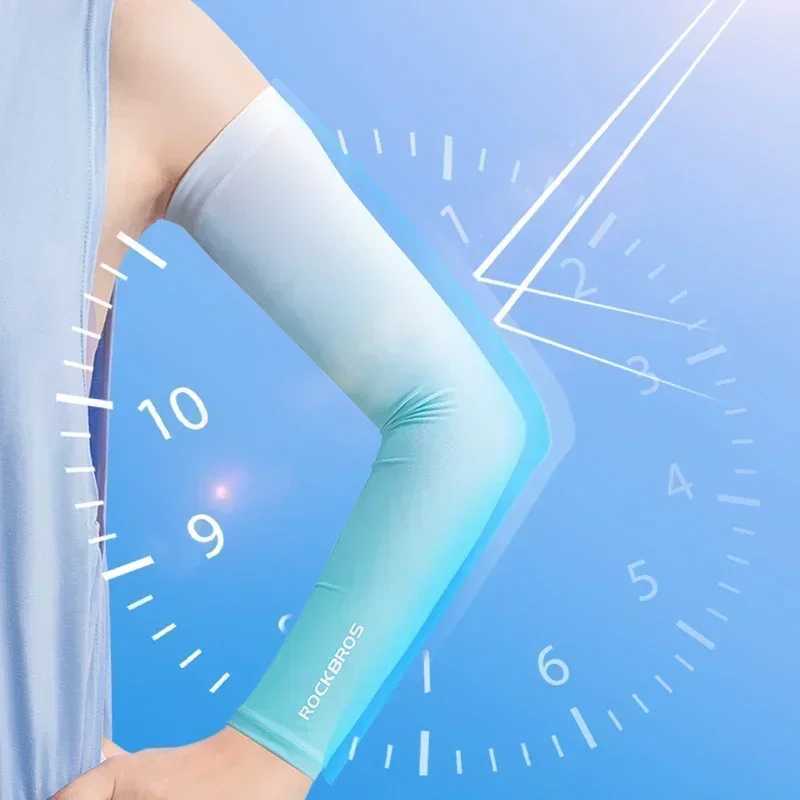 ROCKBROS Arm Sleeves Gradient Color Running Fishing Sunscreen Sleeve Summer Cool Quick Dry Breathable Ice Silk Cycling Equipment D260326