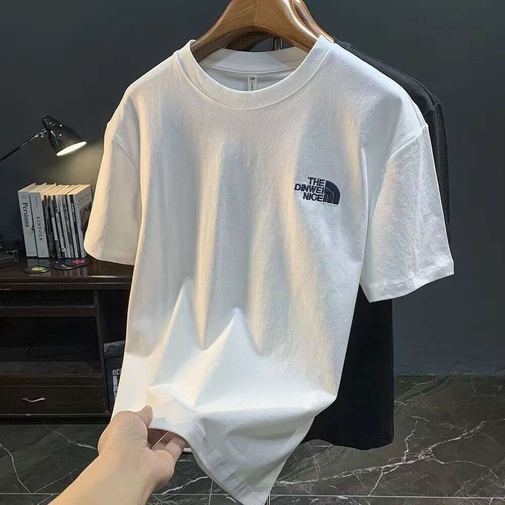 Exclusive foreign trade, new summer model pure cotton printed short-sleeve T-shirt for men, round neck, brand, fashionable, loose and trendy tee