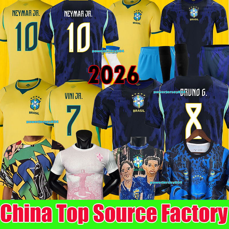 brazil jersey 2026 Soccer Football Shirts Rodrygo vini jr Raphinha Savinho Endrick Joelinton brasil National Team camisa de futebol 26 27 away Men KIDS fans player