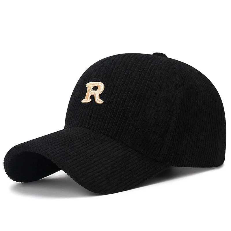 Baseball with 3D Embroidered R Letter Solid Color Adjustable Structured Hat Stylish Fall and Winter Accessory M260327