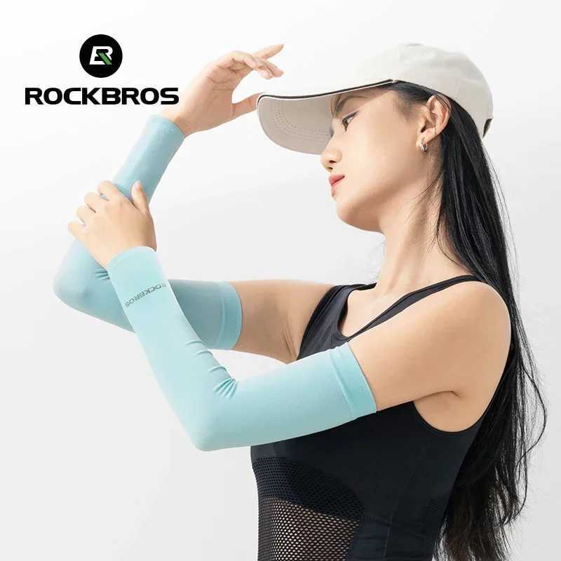ROCKBROS Ice Silk Arm Sleeves Sun Protection UV Mangas Running Cycling Arm Warmers Sports Basketball Volleyball Cool Arm Sleeves D260326