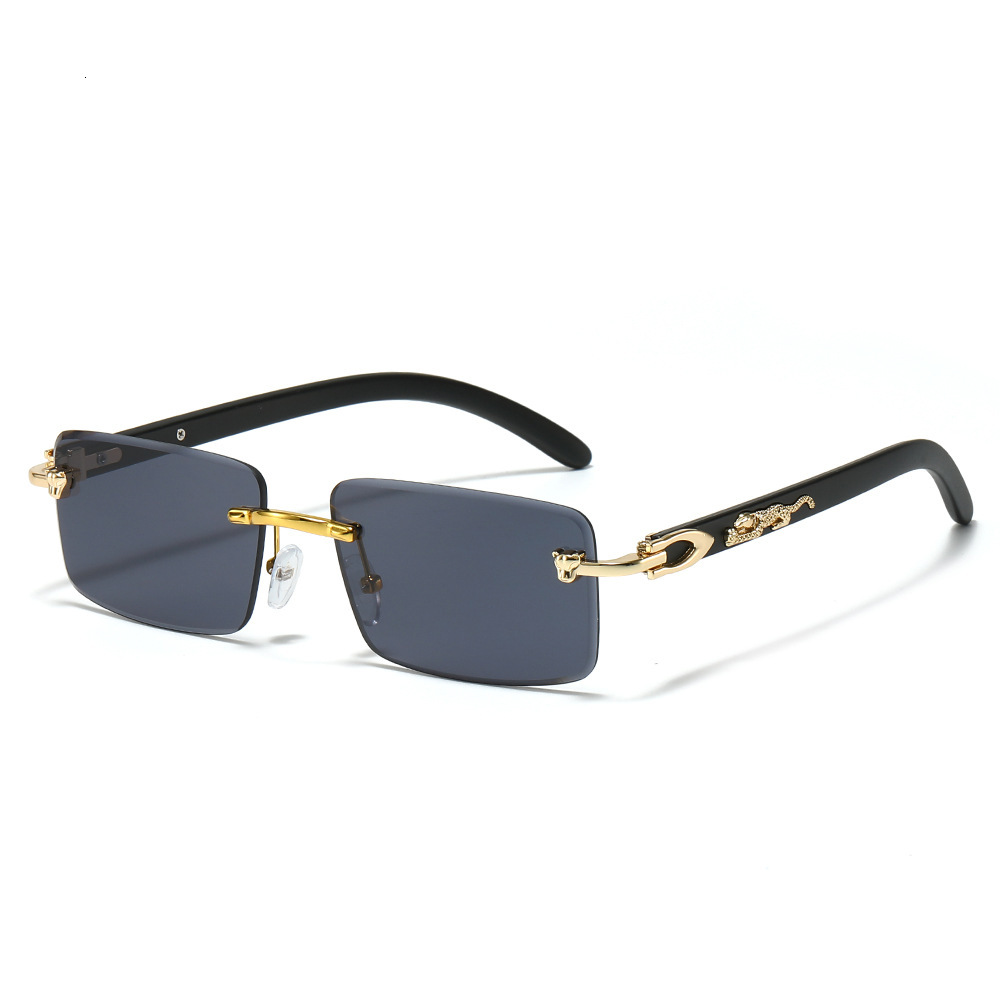Luxury Brand Designer Sunglasses 2025 New Frameless Fashion Sunglasses European And American Style Leopard Decoration Square Rimless Sunglasses For Me
