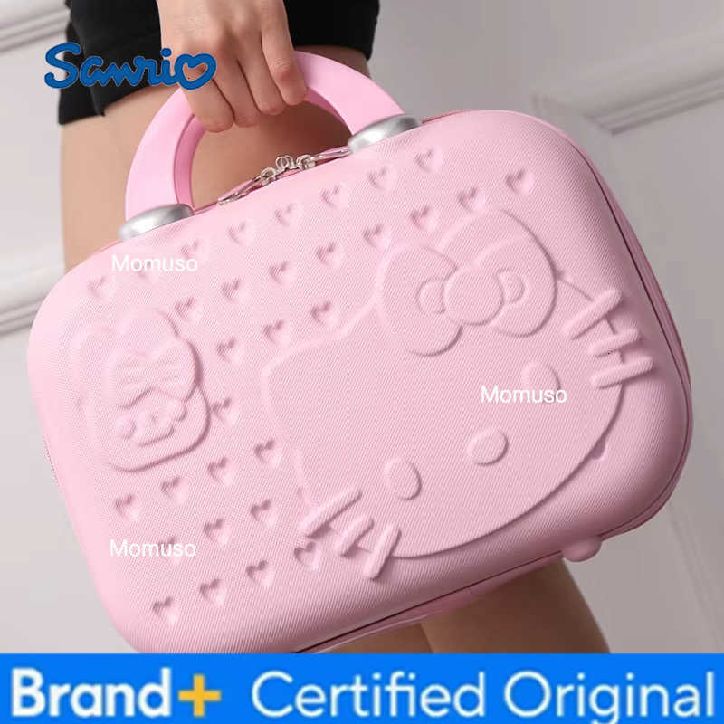 Sanrio 4 Inch Anime Hello Kitty Cartoon Wedding Lage Suitcase Makeup Case Womens Cact Eup Box Portable Travel Bag Handheld Box H260327