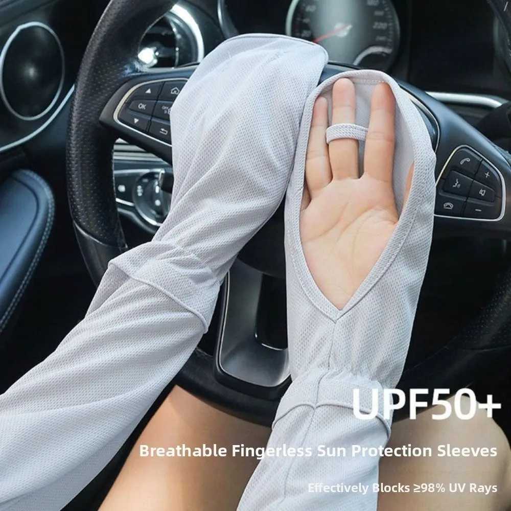 Anti-UV Sun Protection Sleeves Breathable Adjustable Cuff Driving Sleeve Gloves Elastic Loose Ice Silk Sleeve Cycling D260326