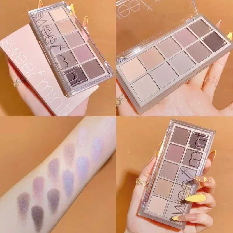 10 Color Eyeshadow Palette Matte Pearl Fine Shining Pumpkin Tea Milk Earth Color Eye Shadow Tray Makeup Pigment Korean Cosmetics H260327