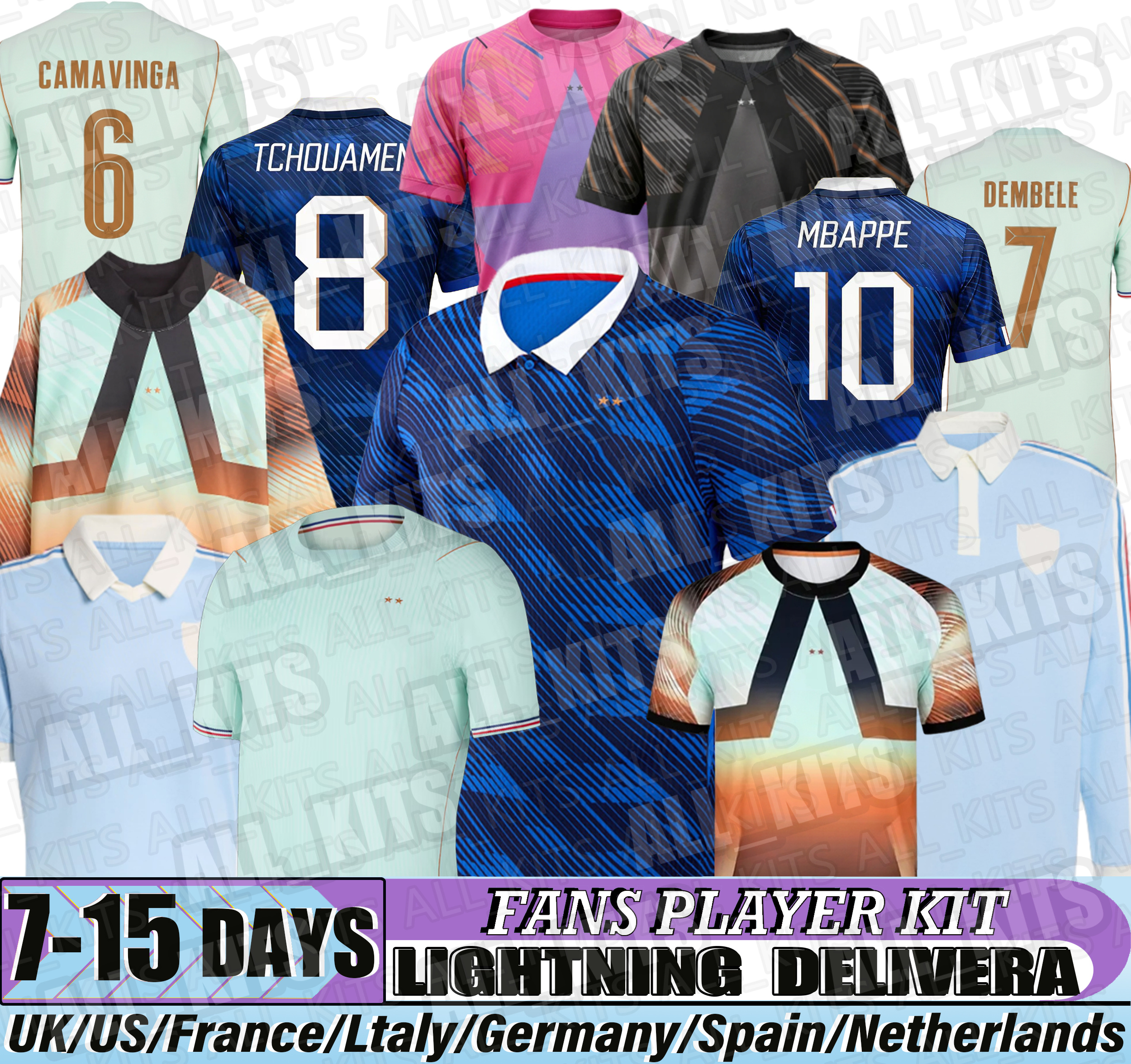 France football Jersey 2026 Mbappe maillot FFF Dembele Ekitike Doue Olise Jersey CHERKI Saliba Kante Thuram Barcola Tchouameni france world cup 2026 Men kids kit