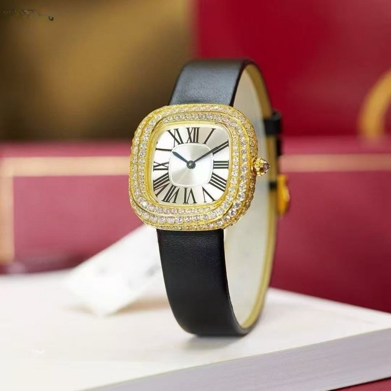 Luxury designer ladies' watch classic black Roman numerals, matte crocodile belt 33mm high-end jewelry watch